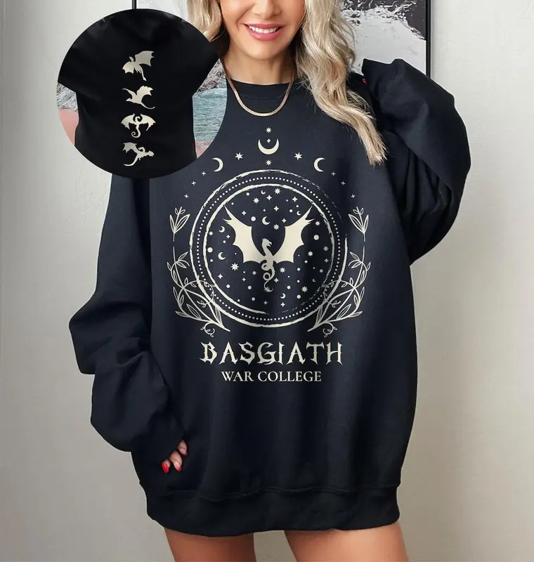 Basgiath War College Sweatshirt, Bookish Sweatshirt,Fourth Wing Sweatshirt,Dragon Rider Hoodie,Rebecca Yoros Hoodie,Fourth Wing, Book Hoodie Casual Cotton Menswear Fabric Fashion Medium Smooth Sweaters Tops Tee 0