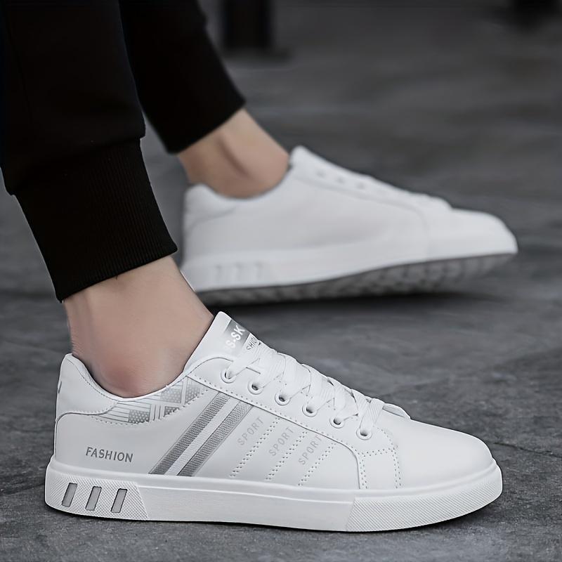 All-Season Men's Striped Lace-up Sneakers - Breathable PU, Durable PVC Sole, Casual Comfort Fit Closed Sports Shoes Sports Shoes Training Trainer Runner Running Boy Athletic Footwear Walking Shoes 7