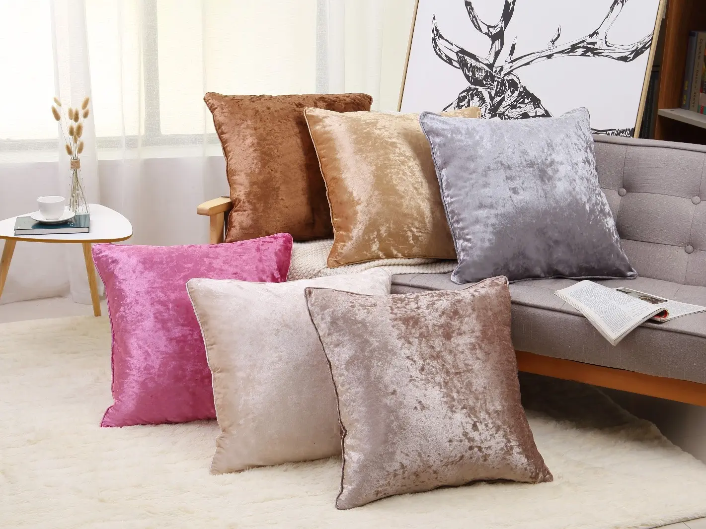 Velvet Soft Decorative Square Cushion Cover 60x60cm , Available in 12 Colours