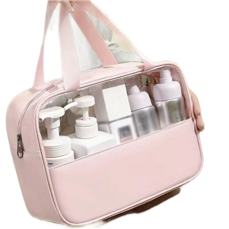 Medium Pink PVC Makeup Storage Bag for Toiletries and Accessories - Durable and Waterproof 4