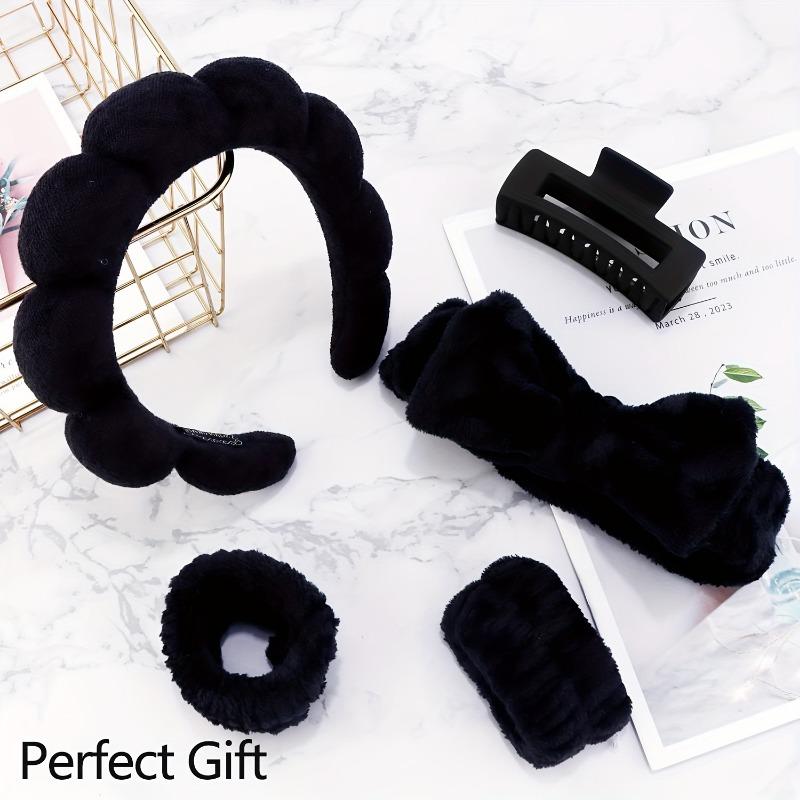 Product Introduction of 5pcs Spa Headband & Wristband Set with Hair Claw - Soft, No-Slip Makeup & Skincare Accessories for Women - Includes 4 Colors, Neutral & Maillard Shades 6