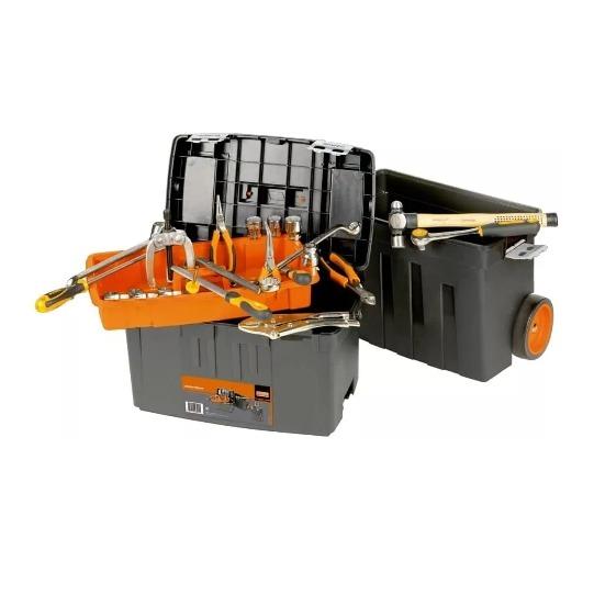 Bahco Rolling Wheeled 2 Piece Mobile Workshop Tool Storage Box Cart, 4750PTBW47 1