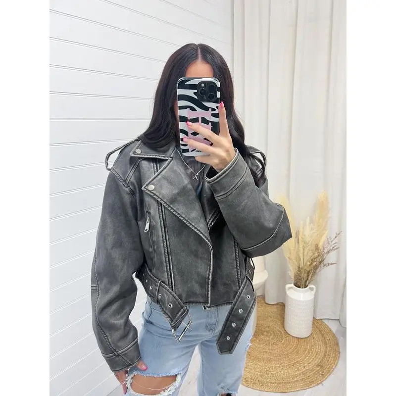 Oversized faux leather biker jacket-3 colours Womenswear Coats Womenswear Coats 6