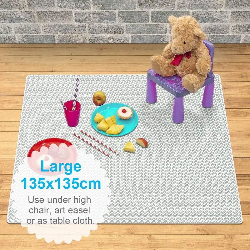 Easy Cleaning Splash Mat for Highchair, Baby and Weaning, 52" Height, Washable and Waterproof, Messy Mat for Under High Chair/Arts/Crafts 1