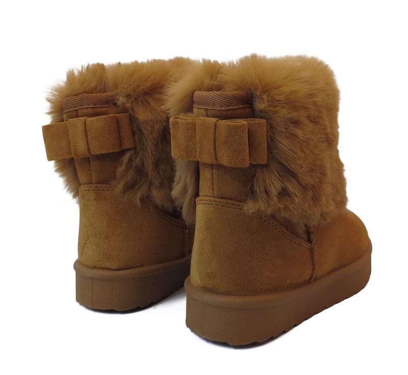 Cozy Kids' Faux Fur Lined Boots with Fluffy Collar Girls' Comfort Winter Footwear 6