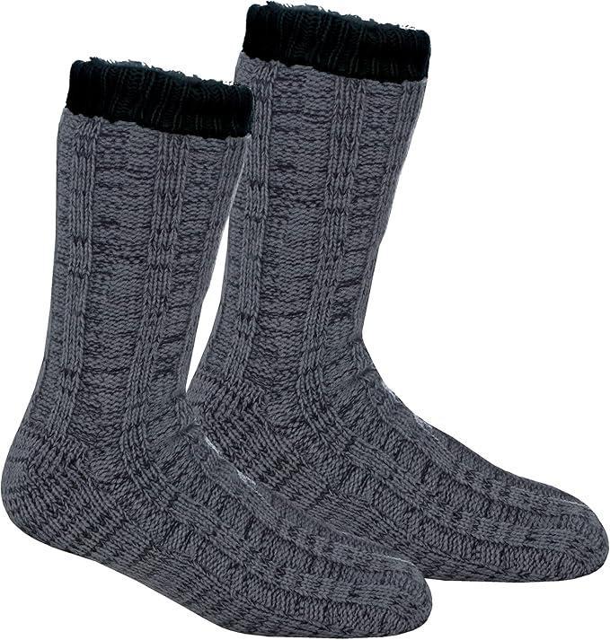 Mens Slipper Socks Thermal Fluffy Winter Warm Chunky Sherpa Fleece Lining Cosy Lounge Bed Socks Anti Slip Cabin Socks 2