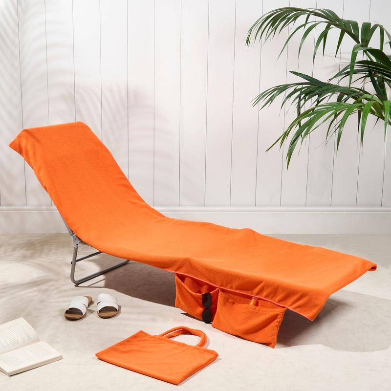 Brentfords Sun Lounger Towel Large in Bag with Pockets Storage, Travel Lightweight Sunbed Pool Beach Spa Holiday Microfiber Quick Dry Absorbent Bath 7