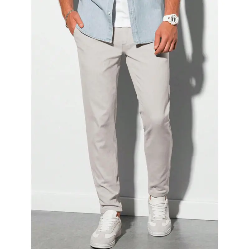 Manfinity Homme Men's Solid Color Slim Fit Casual Pants Fabric Menswear 2