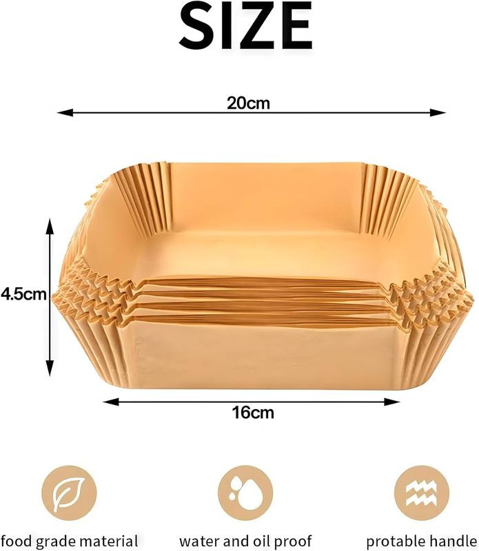 Air Fryer Liners 100 PCS | 6.3 Inch Square Air Fryer Paper Liners | Air Fryer Disposable Paper Liner, Bakeware Utensils Kitchen 1