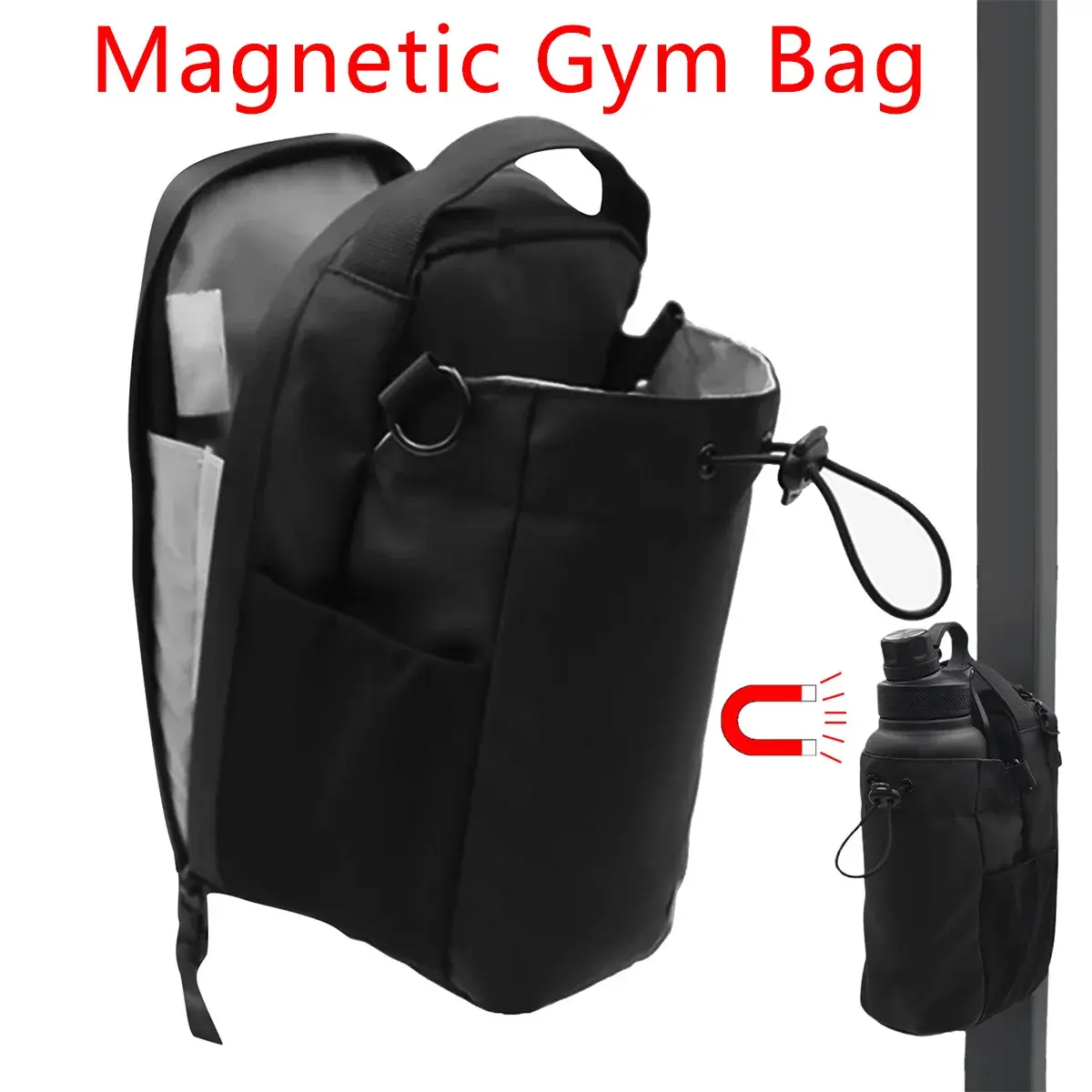 Magnetic Gym Sling Bag | Waterproof Crossbody Bag with Water Bottle & Phone Holder | Sports & Travel Fitness Bag for Men & Women | Lightweight Workout Shoulder Bag for Outdoor, Running, Hiking, Cycling & Training