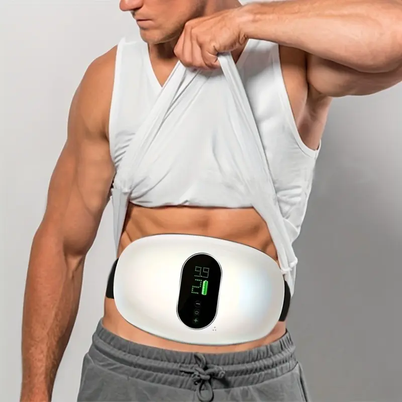 USB Powered Full Body Vibration Smart Waist and Abdomen Massager Belt, PVC Material, Men's Fashion Compression Gear, Solid Pattern, Perfect Gift
