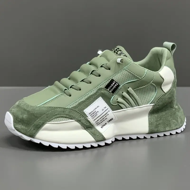 Comfy Trendy Platform Shoes For Outdoor Walking Jogging Camping, All Seasons Men's Lace Up Sneakers Closed Runner Sports Shoes Training