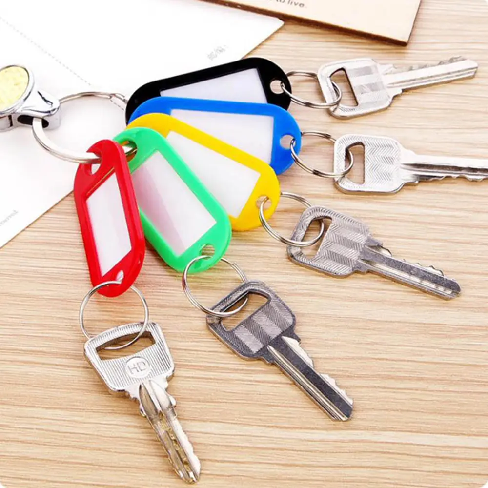 1x Key Tags Plastic ID Tags Name Label Key Ring Fob Tag Assorted Colours