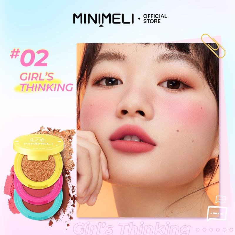 MiniMeli Xmas Gift 3 in 1 Blush Makeup Palette GRWM - Eyes, Cheeks, Blush - Beginner Friendly, Travel Size Cosmetic, Longlasting - Christmas Gift 2