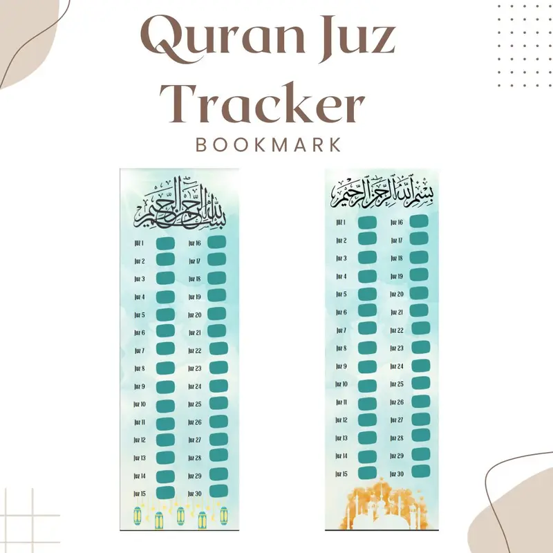 Quran Juz Tracker Bookmark, Muslim Bookmark, Islamic gift, Ramadan gift, Eid Gift Ramadan, Quran, Quran learning, Quran essentials, Islam. 1