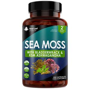 Sea Moss 3-in-1 Complex - Sea Moss + Bladderwrack & KSM Ashwagandha 120 Vegan Capsules Health & Wellness Supplement