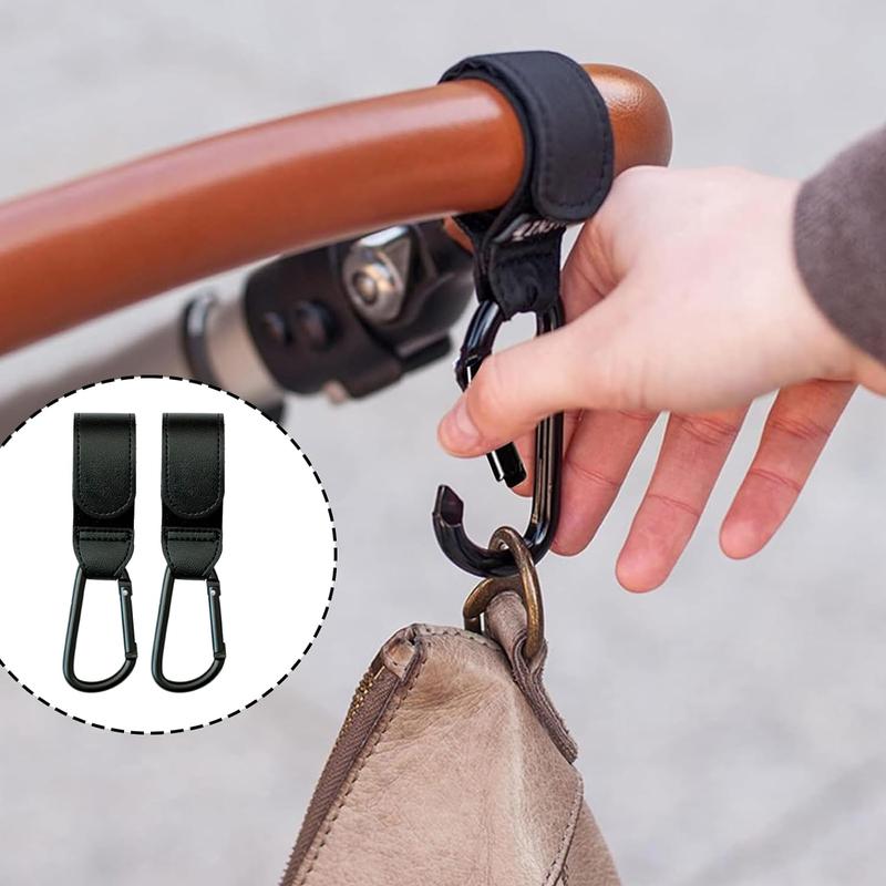 2-Pack Universal Buggy Clips - Non-Slip Black Carabiner Hooks | Securely Attach Shopping Bags, Diaper Bags, or Handbags to Any Pram, Stroller, or Pushchair | Holds up to 5kg | Stroller Accessories 6