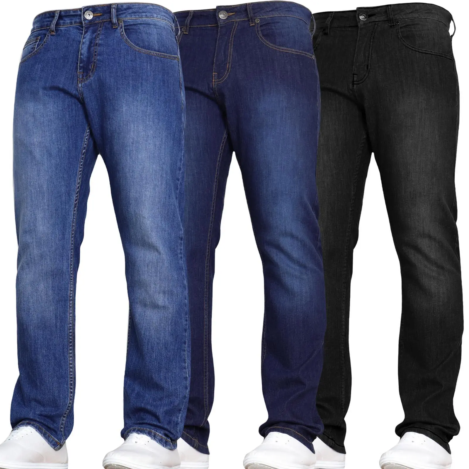 JEANBASE presents Mens Stretch Jeans Regular Fit Classic Essentials Denim Jeans by Smith & Jones