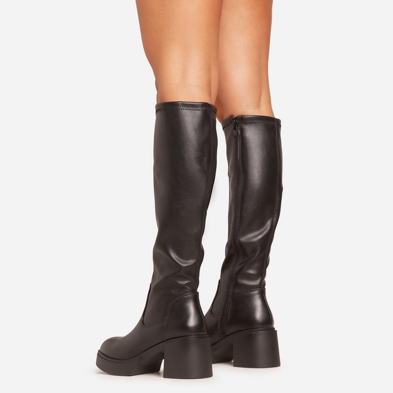 Caesar Chunky Block Heel Knee High Long Boot 2