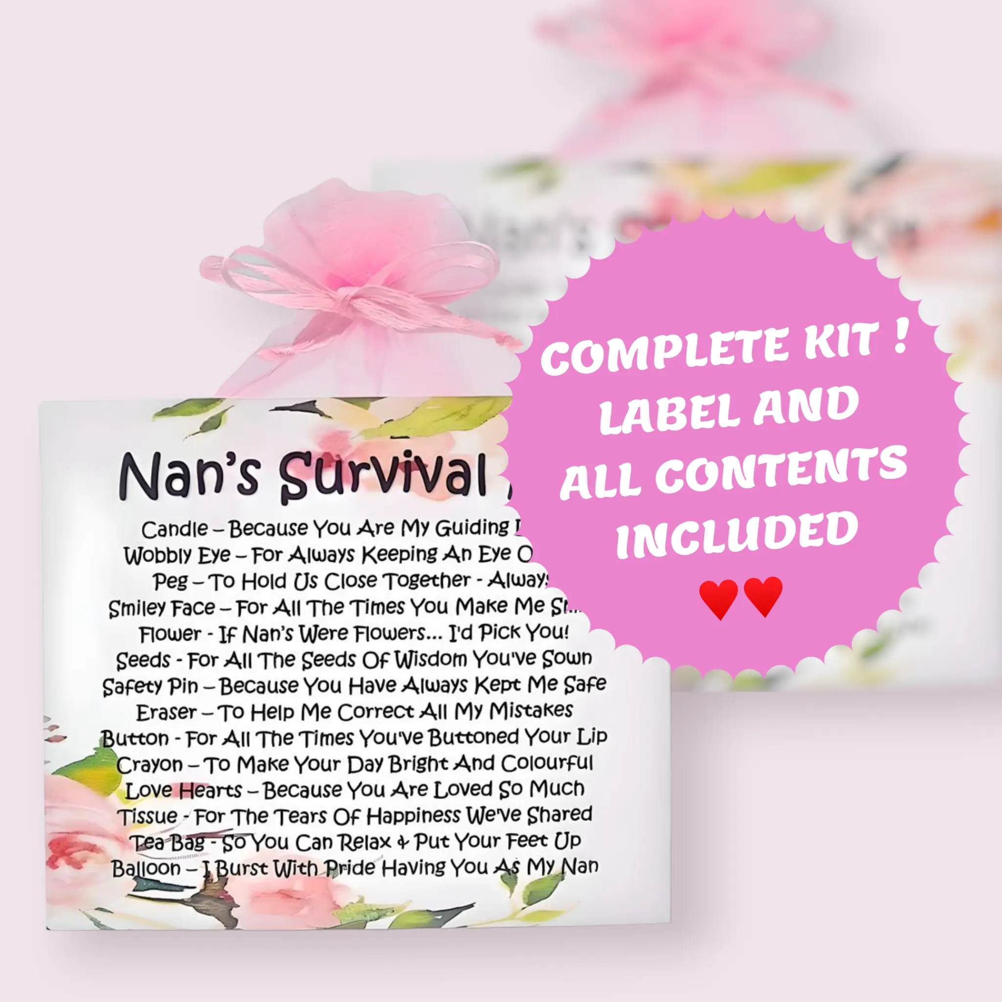 Nan's Survival Kit ~ Unique Sentimental Novelty Gift & Greetings Card | Mother's Day | Nan Gift | Nanna | Grandma | Personalised Keepsake