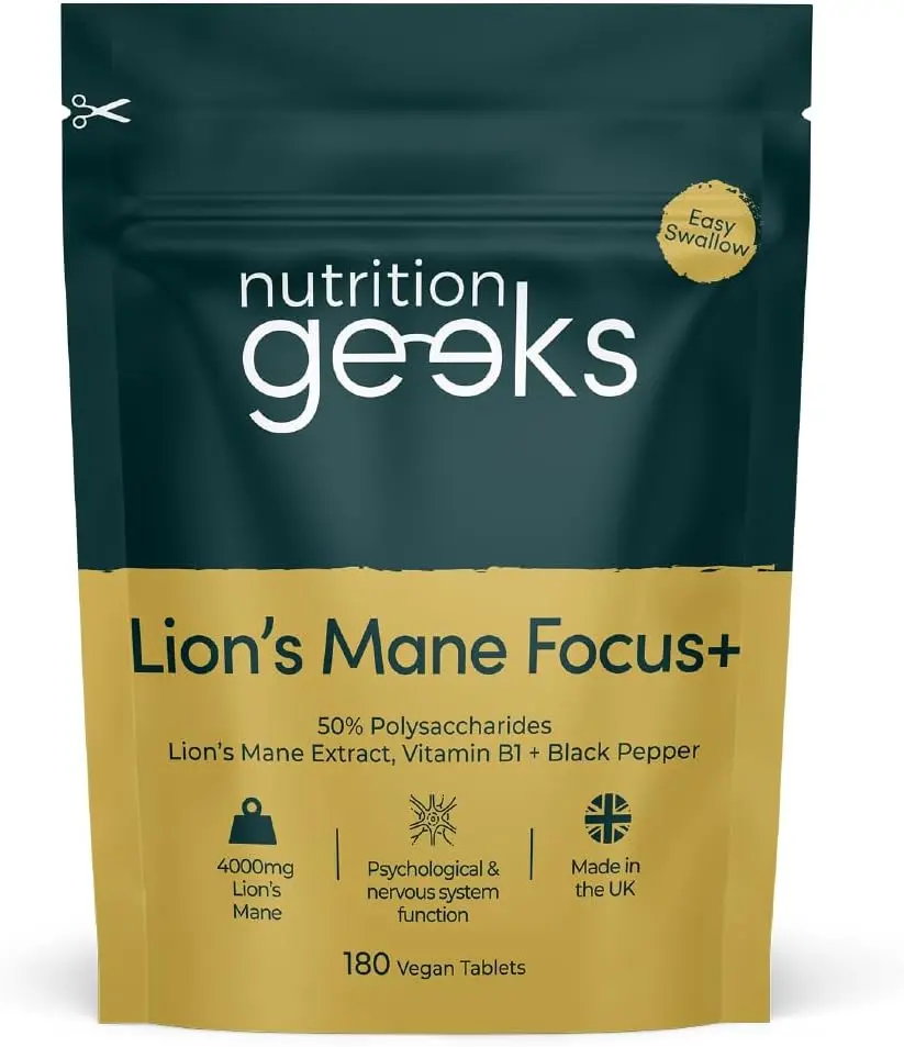 Lions Mane Supplement 4000mg with Vitamin B1 & Black Pepper, 180 Vegan Tablets - Lion's Mane Mushroom 15:1 Extract (Not Lions Mane Powder or... magnesium  glycinate  3  1 guanfacine  natural  supplement guanfacine  natural  supplement men