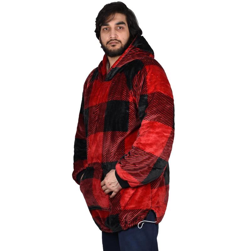 Oversized Long Sleeve Soft Blanket Hoodie Big Check2 - Heavy 1