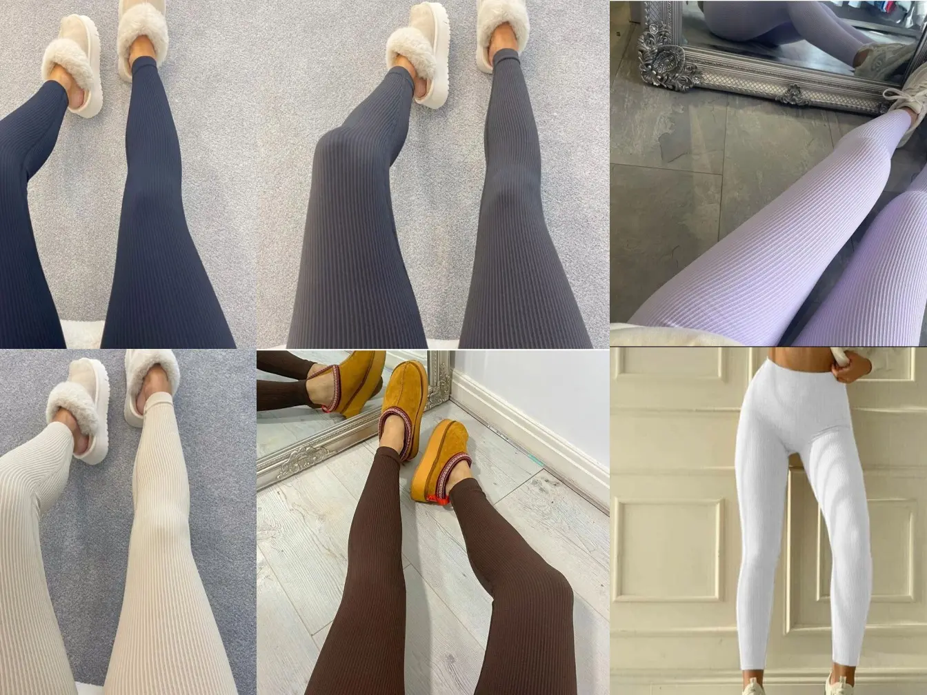 Women's High Waisted Thick Stretch Rib Leggins in Many Colours Everyday