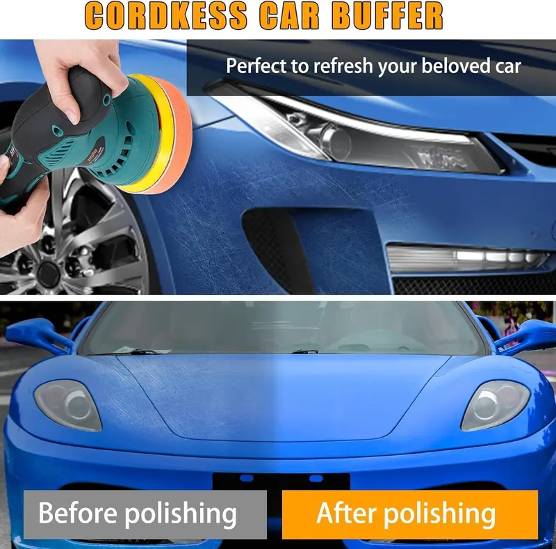 5'' Cordless Rotary Car Polisher Buffer Sander Machine For Makita 2 Batteries 6