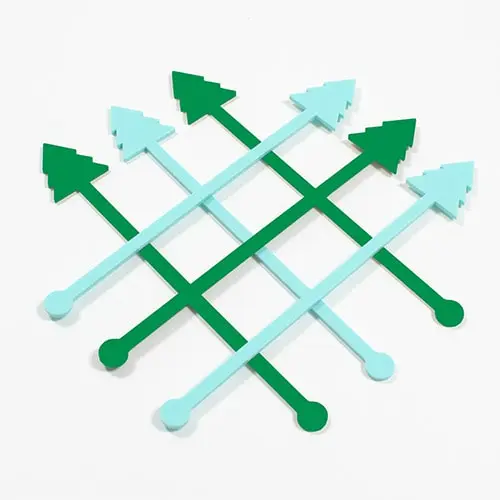 Christmas Tree Green Acrylic Drink Stirrers - Pack of 6 2