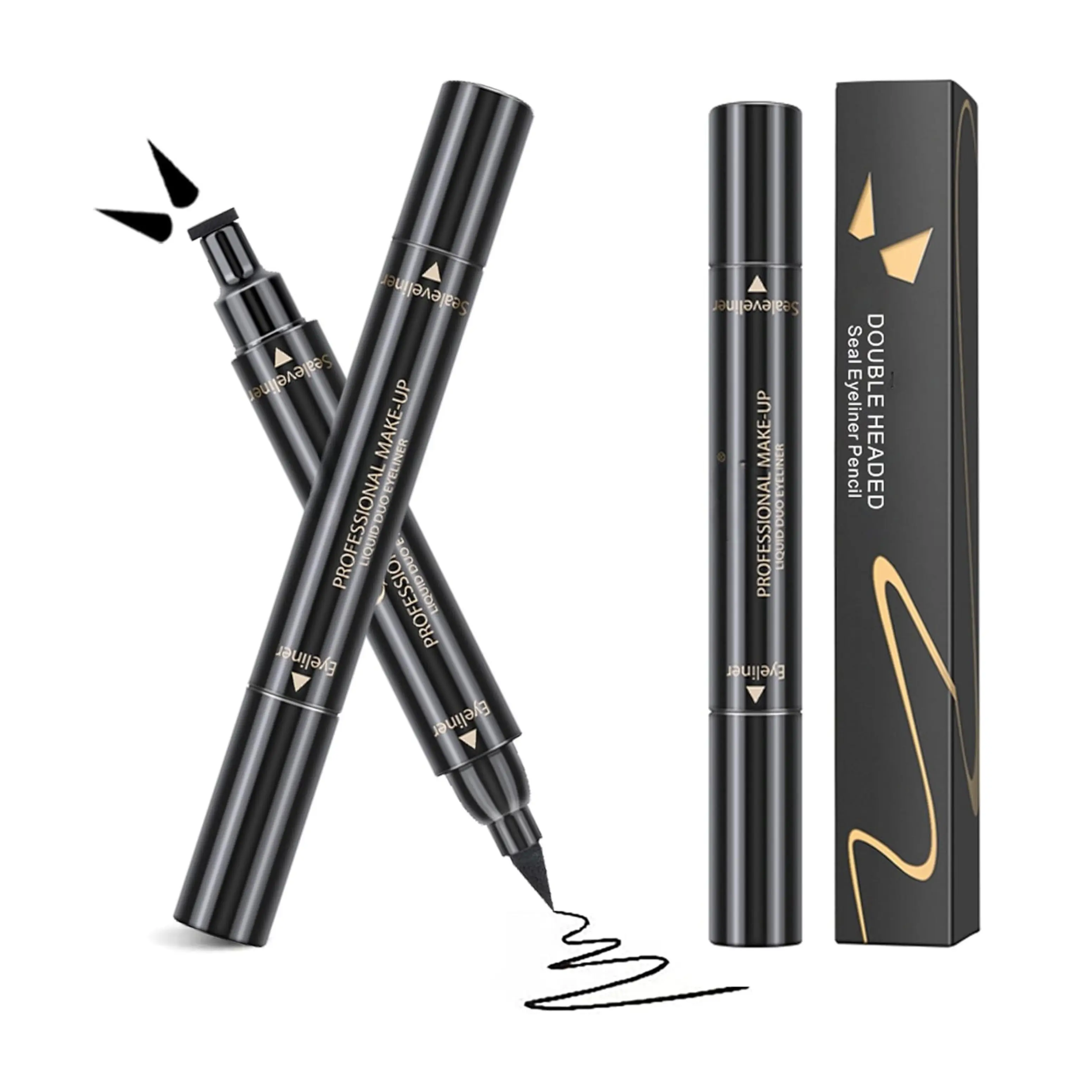 Double-ended Seal Eyeliner Pen 2-in-1 Winged Eyeliner Stamp - Waterproof Cat Eye Liquid Liner, Smudgeproof