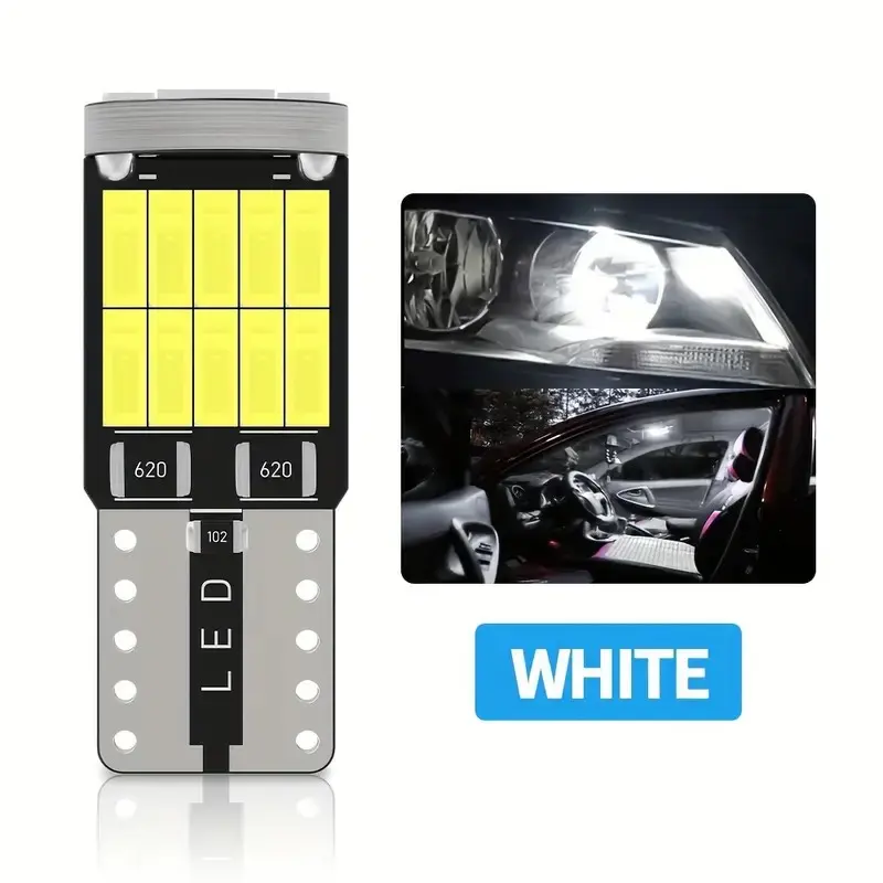 MJA ONLINE LED T10 W5W 26 SMD 4014 Chip Bulbs, Decode Error-Free for Motor Vehicle Interior, License Plate Illumination, 12V Dome Reading Lamps, Hardwired, No Battery 5