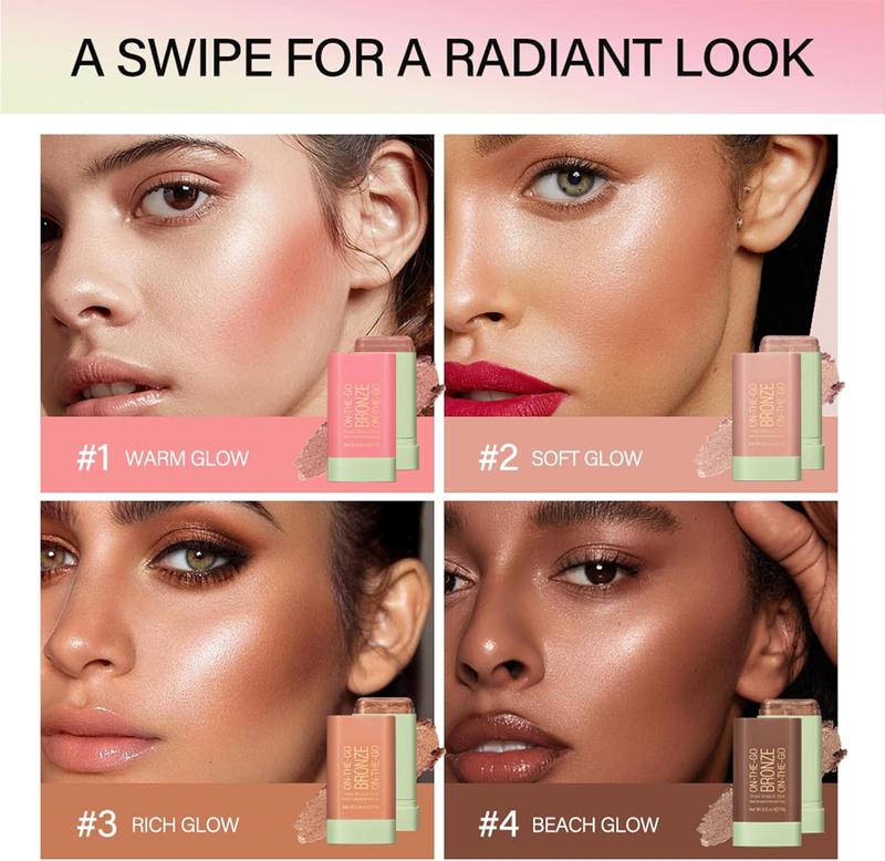 Highlighter Makeup Stick - Waterproof Glitter Cream Highlighter - Bronzer Contour Face Makeup - Long-lasting 3-in-1 Multi Uses for Face Body Eyeshadow 1