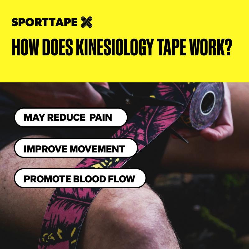 SPORTTAPE Kinesiology Tape | 3 Pack | 5cm x 5m Roll  | Physio & Sports Injury Muscle Tape for Shoulder, Knee, Ankle Shin Splints Support. Waterproof & Hypoallergenic Sports Tape 4
