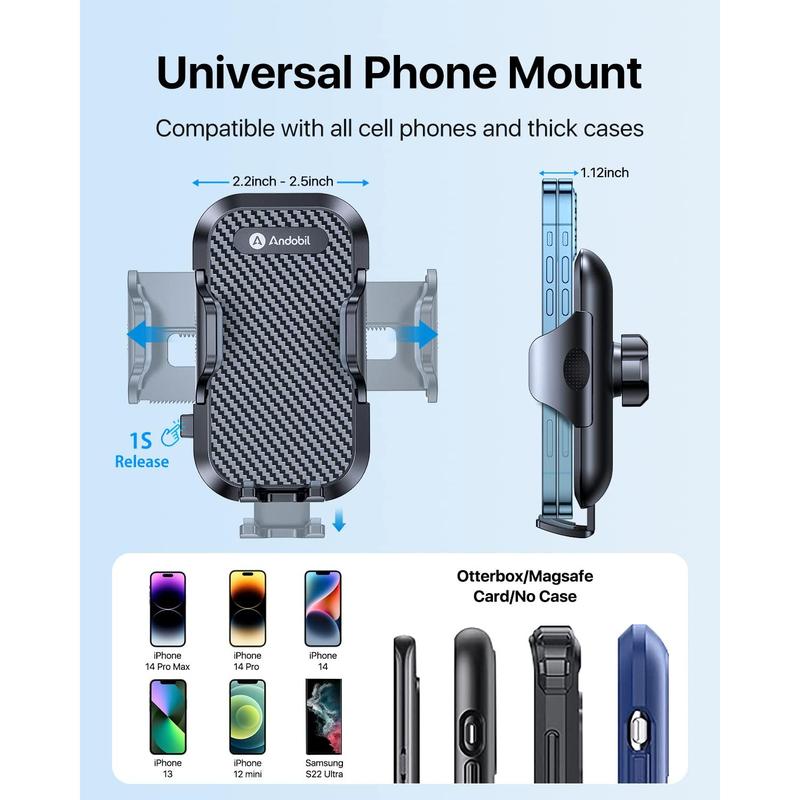 andobil [2025 NEW Car Phone Holder, [Patented Hawksbill Clip] Mobile Phone Holder for Cars Air Vent Automobile Cradle Car Phone Mount Compatible with iPhone 16 15 14 13 Pro Max Samsung S24 S23 S22 2
