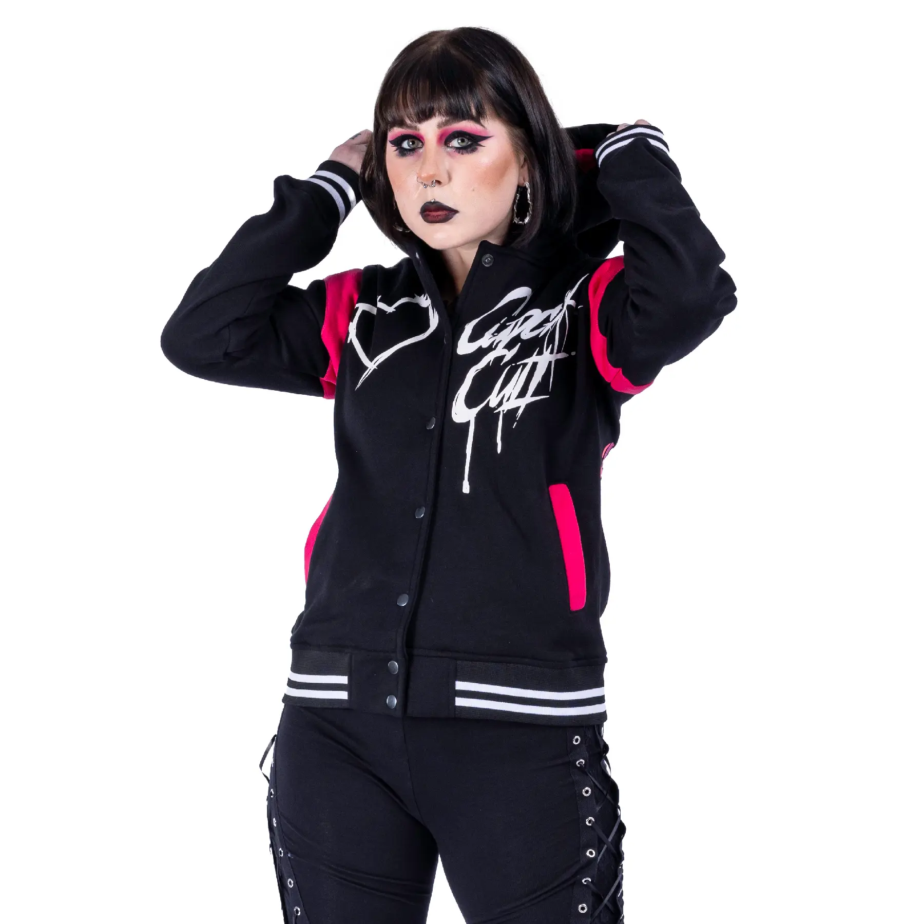 Cupcake Cult Sad But Cute Varsity Ladies Black Goth Emo Punk