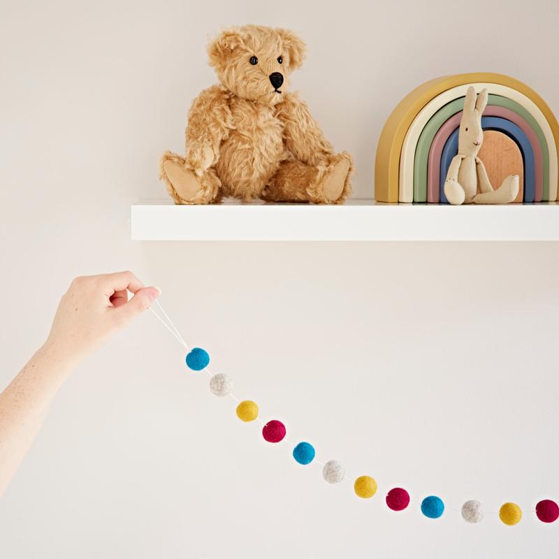 Handmade Multicoloured Felt Ball Garland - Alternative Christmas Tree Decoration - Quirky New Home Gift - Cheerful Rainbow Hanging Décor 5