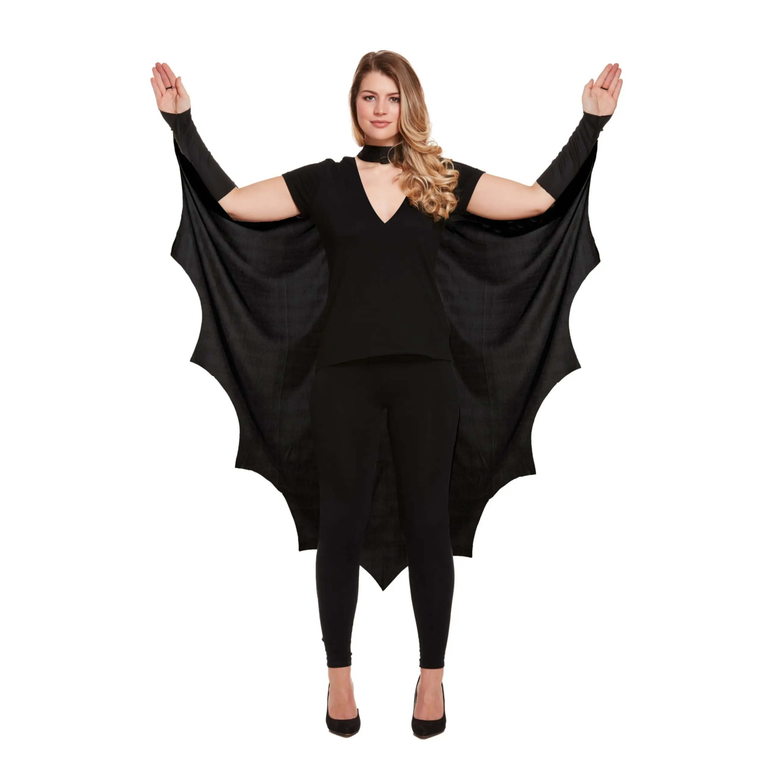 Adult Gothic Vampire Bat Wings Cape with Black Lace Bat Mask | Full Bat Cape Wing Halloween Fancy Dress Costume Accessory (Adult) Womenswear Accessories Clothing Comfortable Elegance Fit Overall Underwear