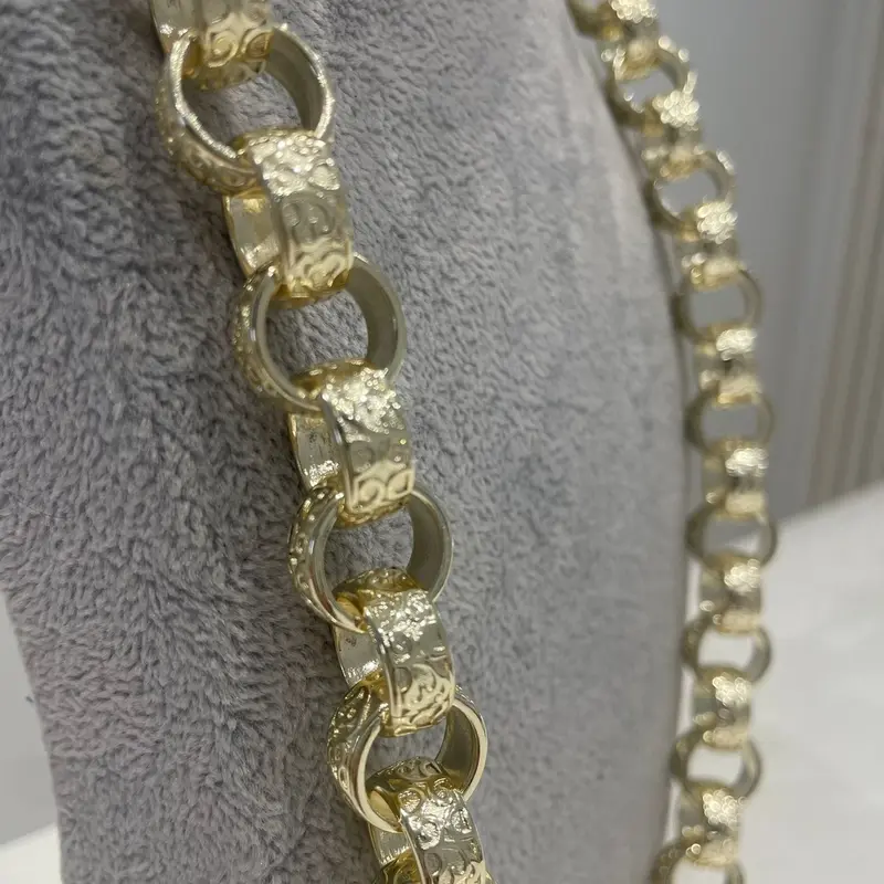 Belcher Ornate XXXL Belcher Necklace Bracelet 14k gold plated 15mm thick 24inch 2