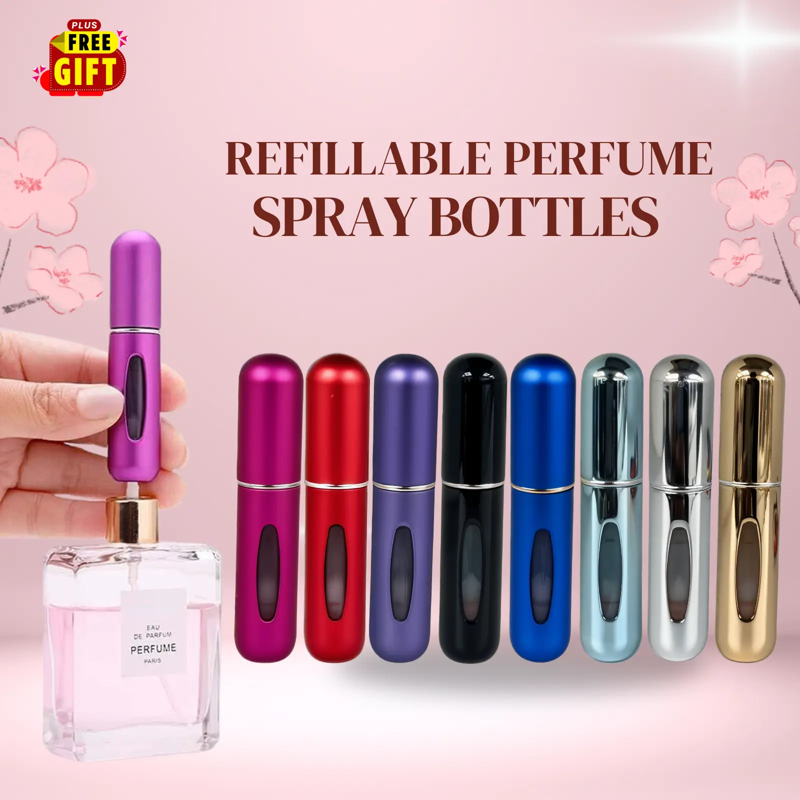 MR Mini Refillable Perfume Atomiser (5ml) - Portable Leak-Proof Travel Spray Bottles for Perfume, Aftershave, Gym and Essentials - Easy-to-Refill Durable Lightweight Minimalist Travel Size Spray Bottles for Purse, Handbag, and Pocket - 3328