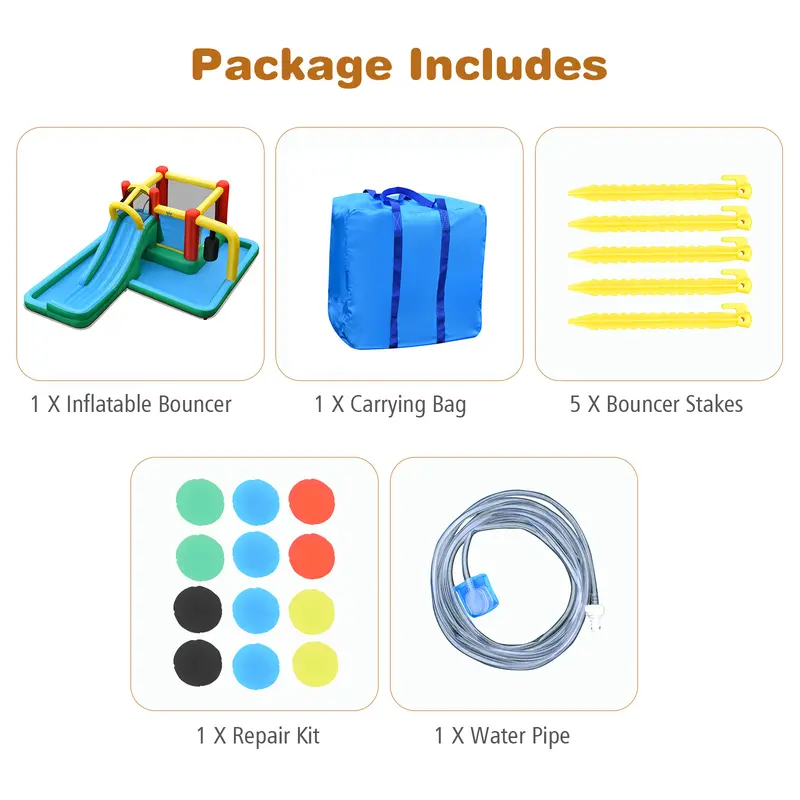 COSTWAY Inflatable Water Slide Kids Jumping Bounce House with Slide (without Blower) 4