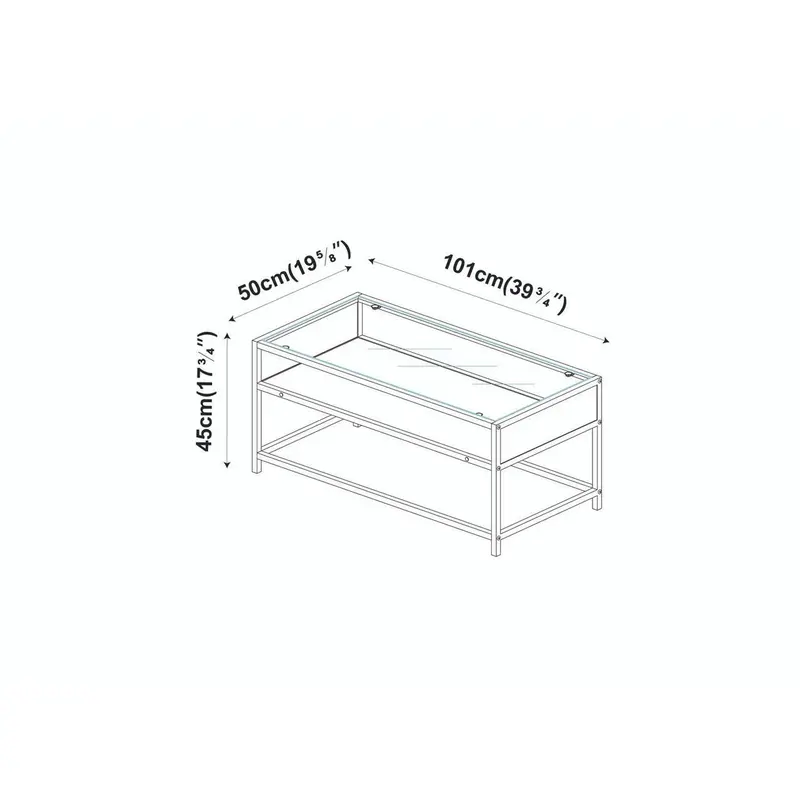 2-Tier Reversible Coffee Table - White Stone/Concrete 1