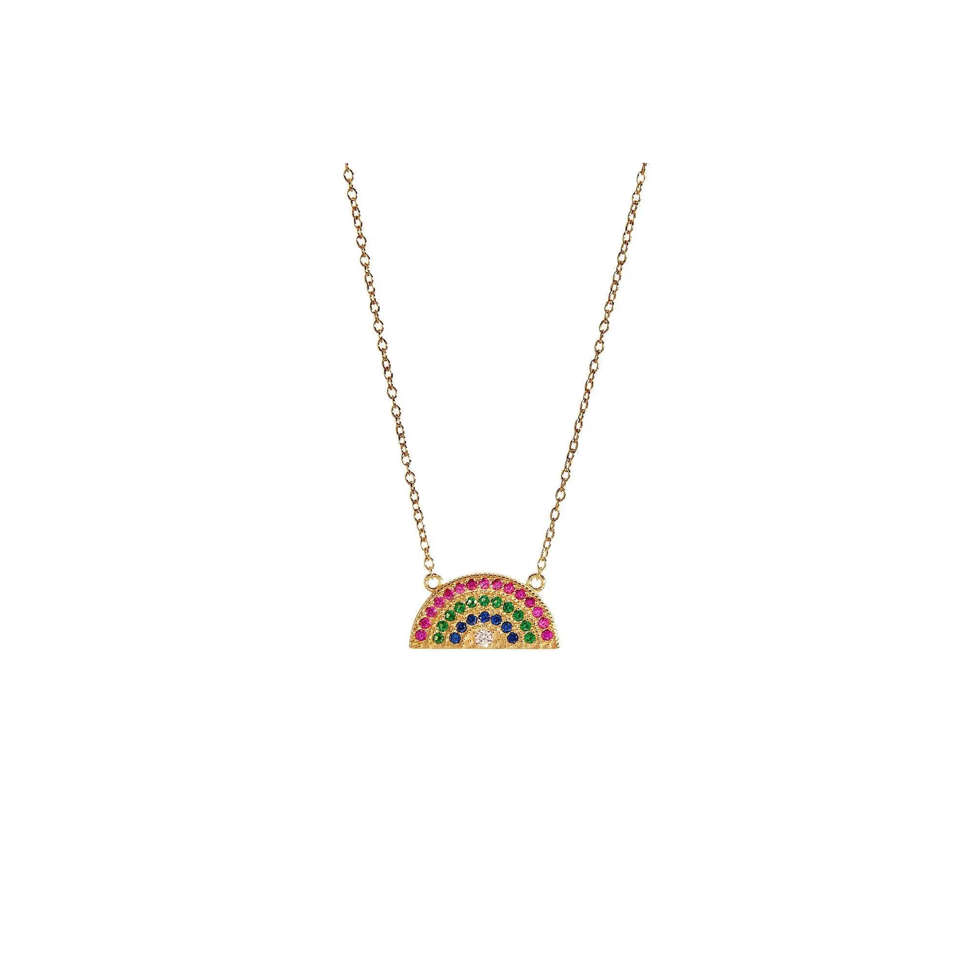 Too Sweet Rainbow Pendant Gold Necklace