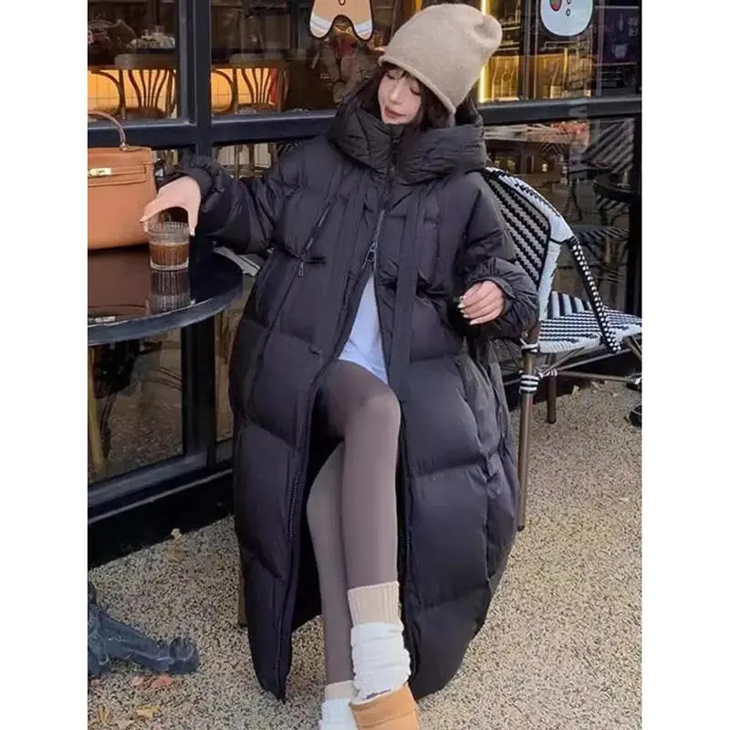 2024 New Winter Long Hooded Thick Warm Jacket Women Parkas Casual Loose Down Cotton Outerwear Female Overcoat 5