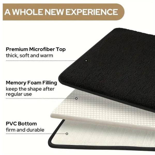 Super Absorbent Memory Foam Floor Mat, Rapid Dry, Anti-Slip, Luxurious Comfort for Kitchen, Bathroom, Bedroom, Living Room - Stylish Home Decor Rug, Ultra Absorbent & Non-Slip Memory Foam, Machine Washable, Soft Velvet Bath Mats, Easier to Dry crazy  red 4