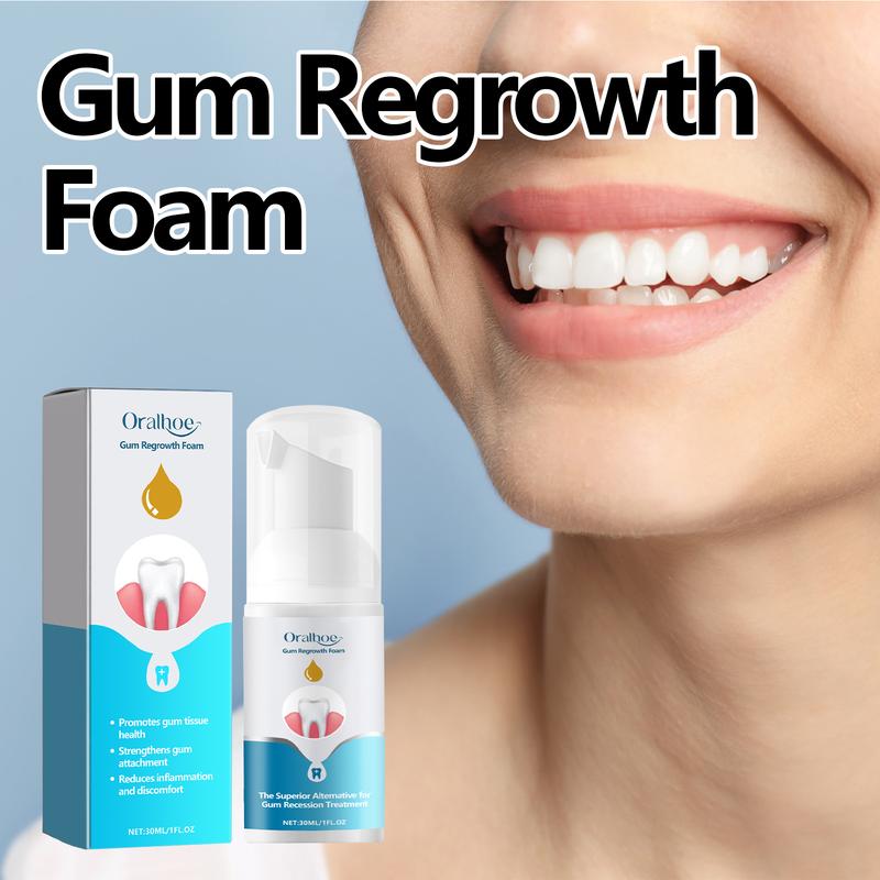 Product Introduction of 2024new oralhoe Gum Regrowth Foam, Clean Teeth Tartar Care Gums Clean Teeth Anti-Moth Fresh Breath Mousse 3