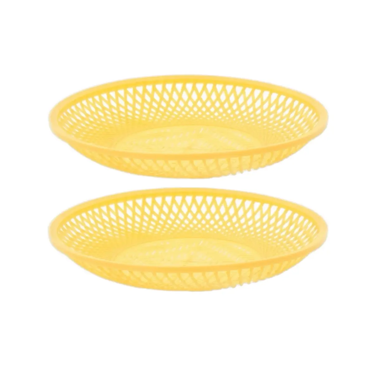 2 Piece Plastic Serving Basket for Poppadom Tray Roti Dish Chapati Plate Naan Bread Roll Organiser Lightweight Set