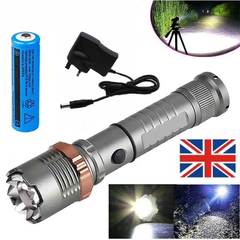 5 modes flashlight battery reportable 1200000LM tactical LED flashlight rechargable camping 100000  lumen  flashlight ceiling  light 0