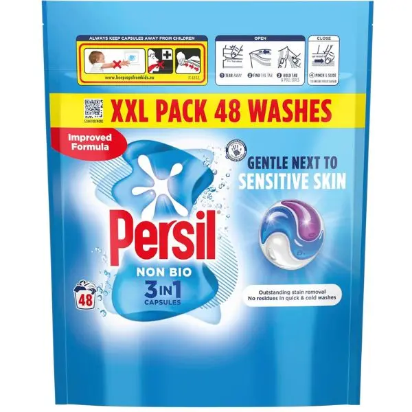 Non Bio 3 in 1 Washing Capsules for Sensitive Skin - 48 Washes - Household