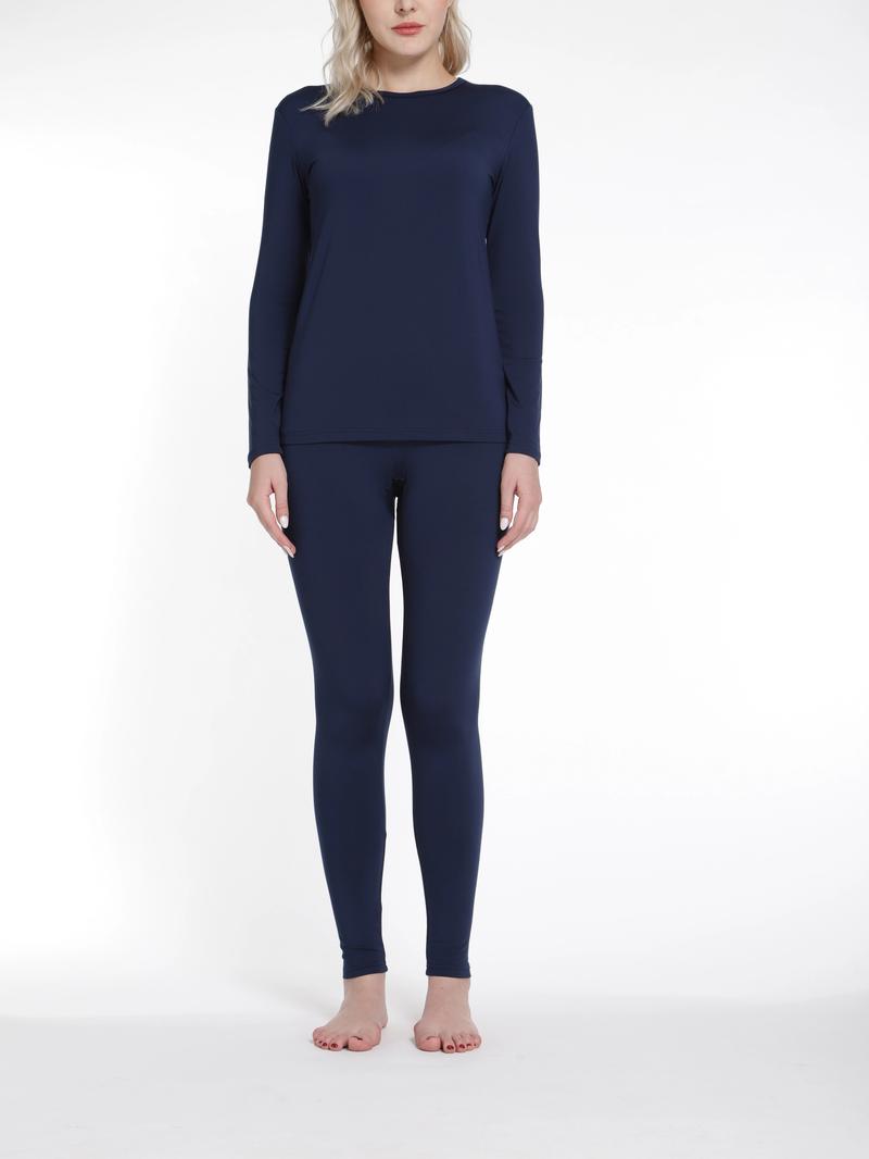 Product Introduction of Seamless Thermal Underwear Set, Long Sleeve Crew Neck Tops & Pants, Women's Loungewear & Underwear 14