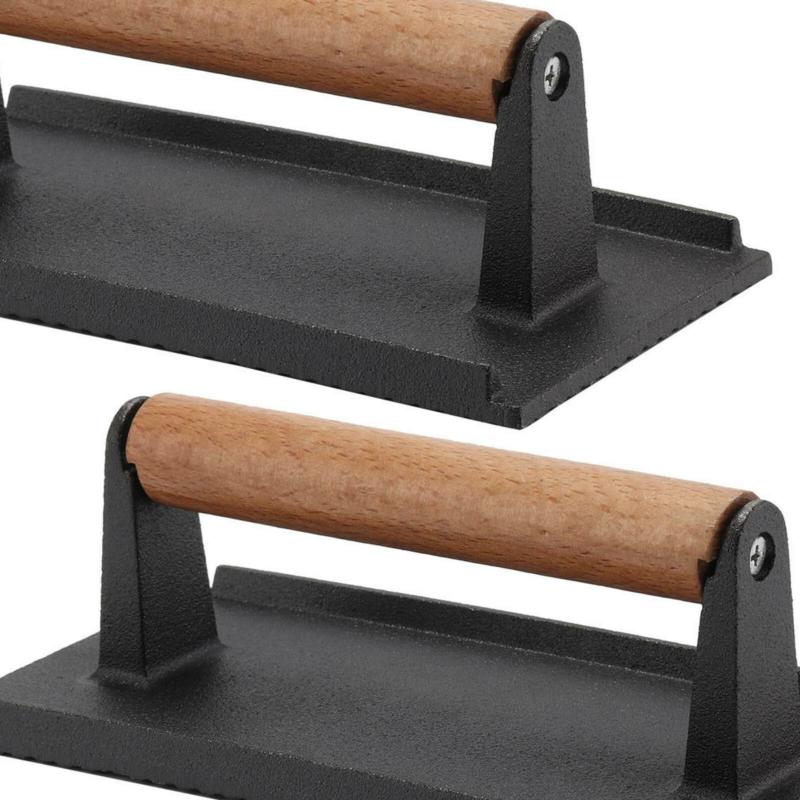 Cast Iron Grill Steak Weight Bacon Press Flat BBQ Hamburger Meat Patty Cooking Kitchen Utensils 3